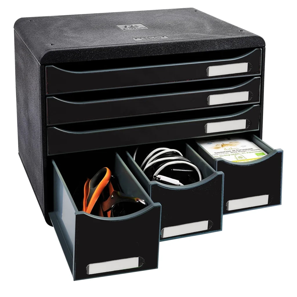Exacompta Set Cassetti Scrivania Store-Box Maxi 6 Cassetti Nero Lucido 444597