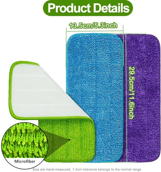 Accessori di pulizia per spazzola a microfibra 12 pollici, set da 3 pezzi (azzurro, verde e viola)
