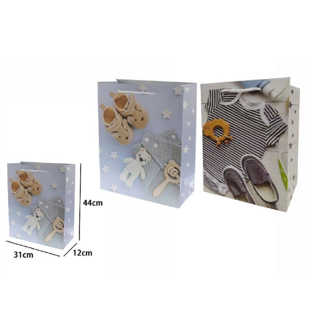 Trade Shop - Set 2 Buste Busta Borsa Regalo Compleanno Nascita Bimbo 44x31x12 Cm 69980 2 Mod. -