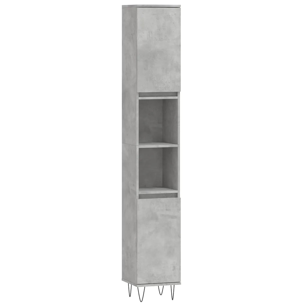 Set di Mobili da Bagno 3 pz Grigio Cemento in Legno Multistrato