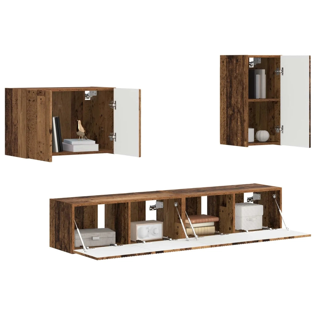 Set di Mobiletto da TV a Parete 4 pcs Legno vecchio 3408941