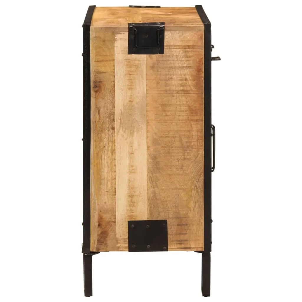 Buffet credenza cassettiera armadio mobile contenitore organizer per cucina soggiorno salotto 80 x 31 x 66 cm legno massello di mango grezzo e metallo marrone 02_0029656
