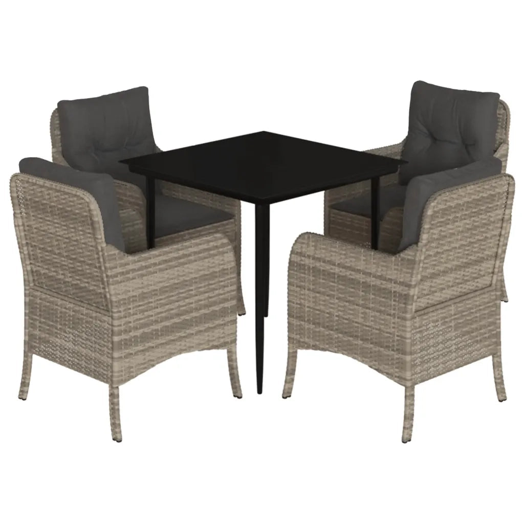 Set Pranzo da Giardino 5pz con Cuscini Grigio Chiaro Polyrattan 3211991