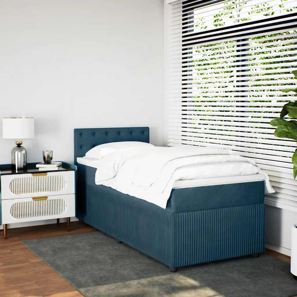 Giroletto a Molle con Materasso Blu 100x200 cm in Velluto
