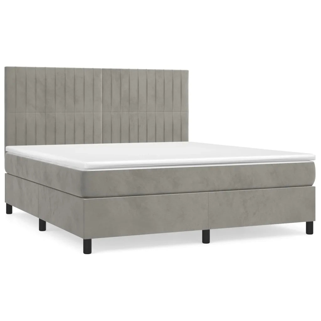 Giroletto a Molle con Materasso Grigio Chiaro 140x200cm Velluto 3143145