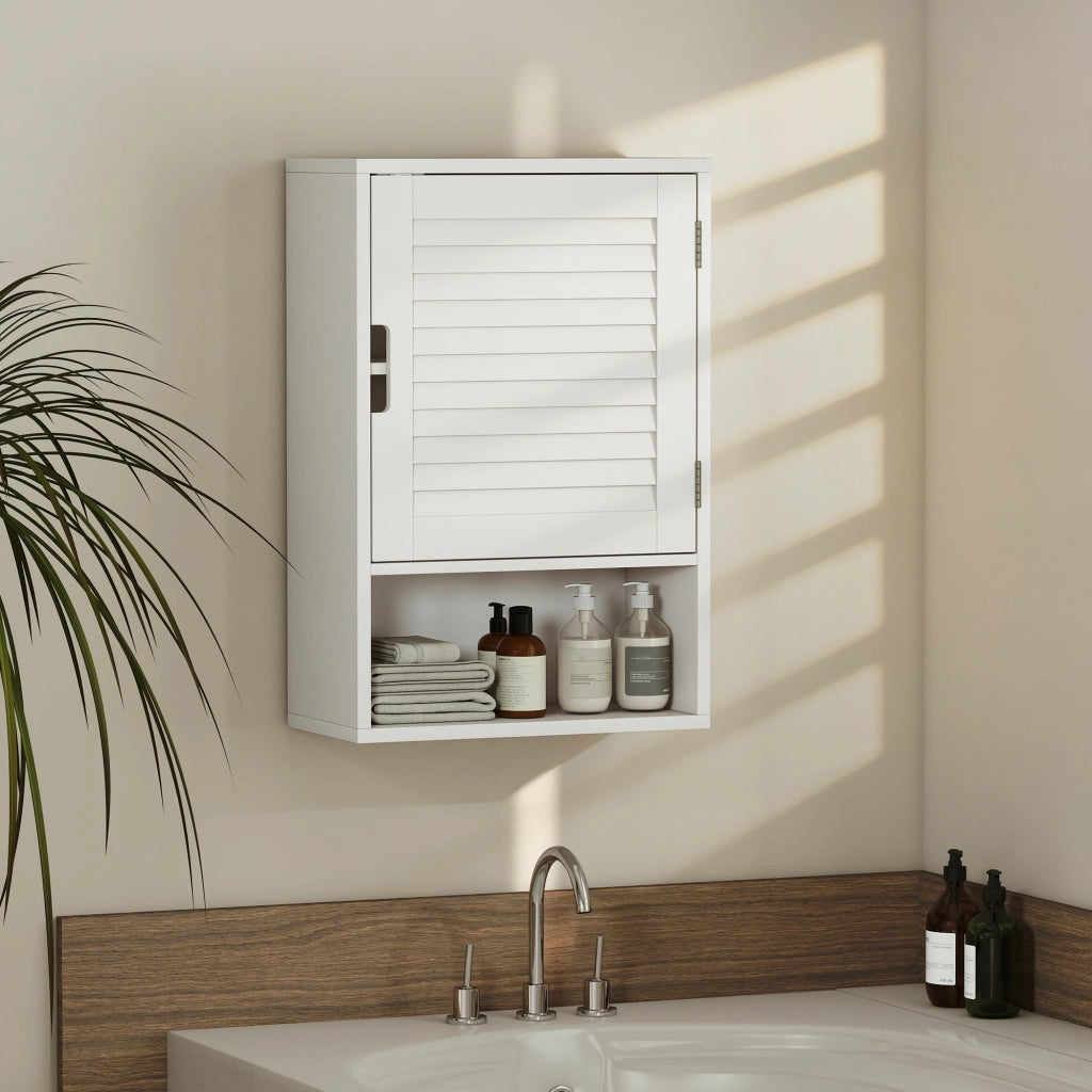 Mobile pensile bagno con anta a doghe ¨C Xylo ¨C bianco 40x20x60cm