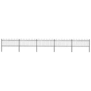 Recinzione da Giardino con Parte Superiore ad Anello in Acciaio 838x80 cm Nero 277651