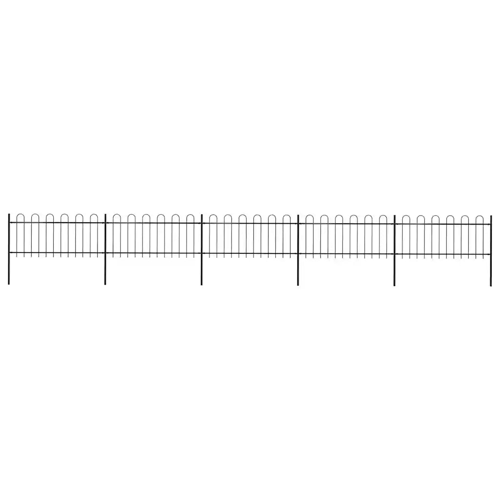 Recinzione da Giardino con Parte Superiore ad Anello in Acciaio 838x80 cm Nero 277651