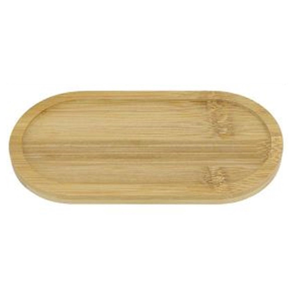 Trade Shop - Vassoio Multiuso In Bambù Decorativo Organizer Ovale Per Bagno Cucina 26.5x9cm 10852 -