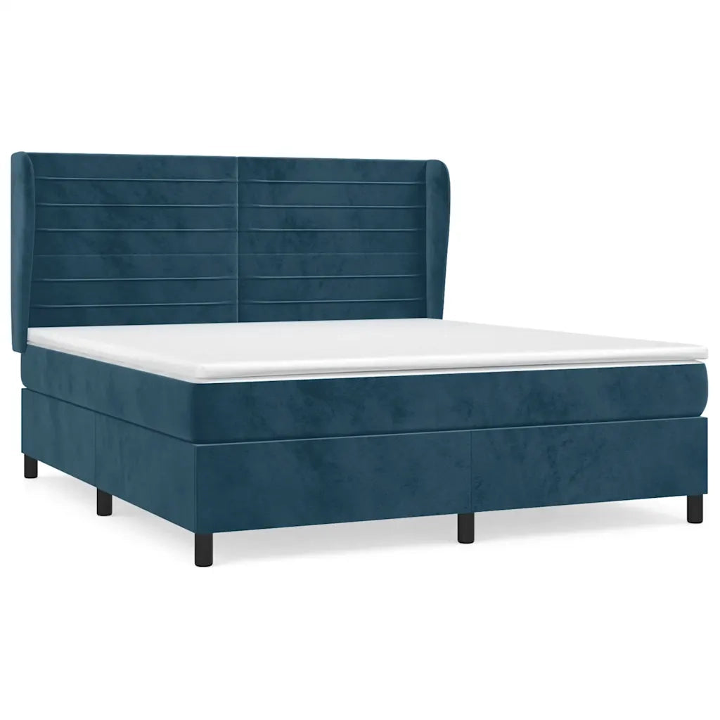 Giroletto a Molle con Materasso Blu Scuro 180x200 cm in Velluto 3129289