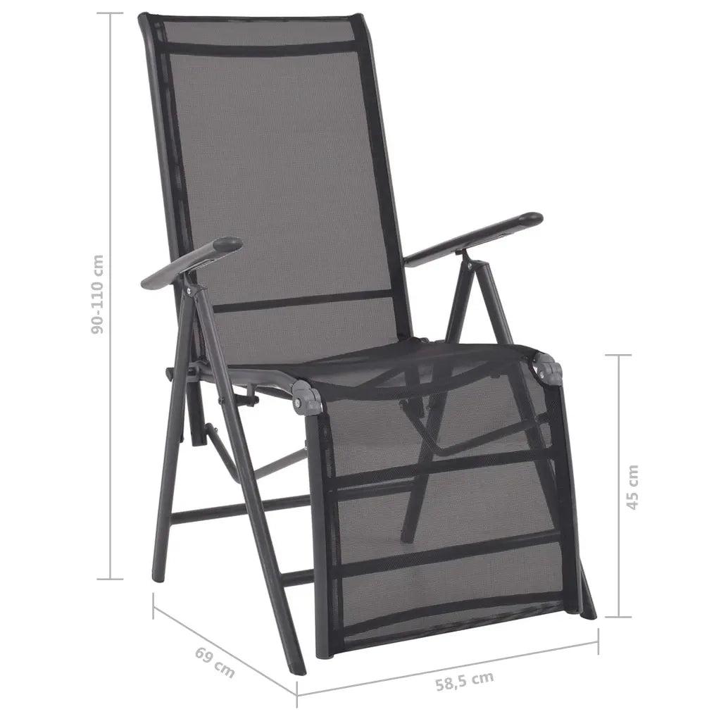 Sedia a Sdraio Reclinabile in Alluminio e Textilene Nero 42766