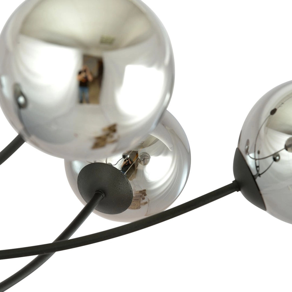 Lampada a sospensione Hunter con struttura in acciaio nero e diffusori in vetro