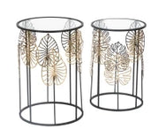 Tavolinetti Foglie Glam Coppia Cm Ø 38X55-33X50