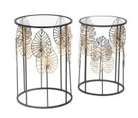 Tavolinetti Foglie Glam Coppia Cm Ø 38X55-33X50