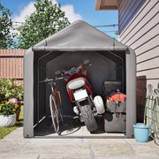 Garage per biciclette 160x220x165 cm porta a rulli telaio in acciaio nero rivestimento PE impermeabile perfetto per riporre biciclette e attrezzi da giardino terrazza e cortile