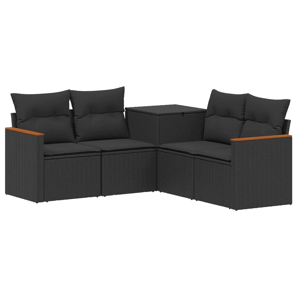 Set di divani 5 pz Nero Rattan sintetico e Acciaio 3447931