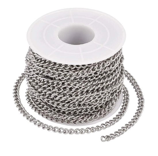 Catenella in Acciaio Inossidabile 304 - 10 Metri - Non Corrodibile - Per Creare Gioielli - Duraturo - 5x3,5x1mm Sfera - Catenella per Gioielli