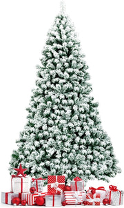 Albero di Natale Innevato 135/180/230 cm, Albero di Natale con 200/250/550 Luci LED Bianche Calde, 400/928/1346 Rami, Base in Metallo, Decorazione Natalizia per Casa e Negozio (230 cm)