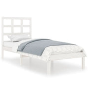 Letto singolo | Letto per adulti | Giroletto Bianco in Legno Massello 75x190 cm Small Single