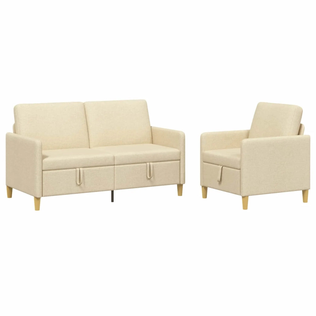 Set di Divani con Storage 2 pcs Crema Poliestere 3429183