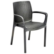 Keter K219493 Bali Sedia da Giardino con Braccioli in Resina Effetto Rattan Impilabile colore Antracite