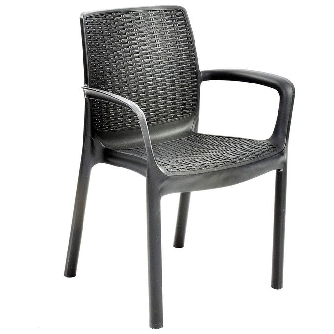 Keter K219493 Bali Sedia da Giardino con Braccioli in Resina Effetto Rattan Impilabile colore Antracite