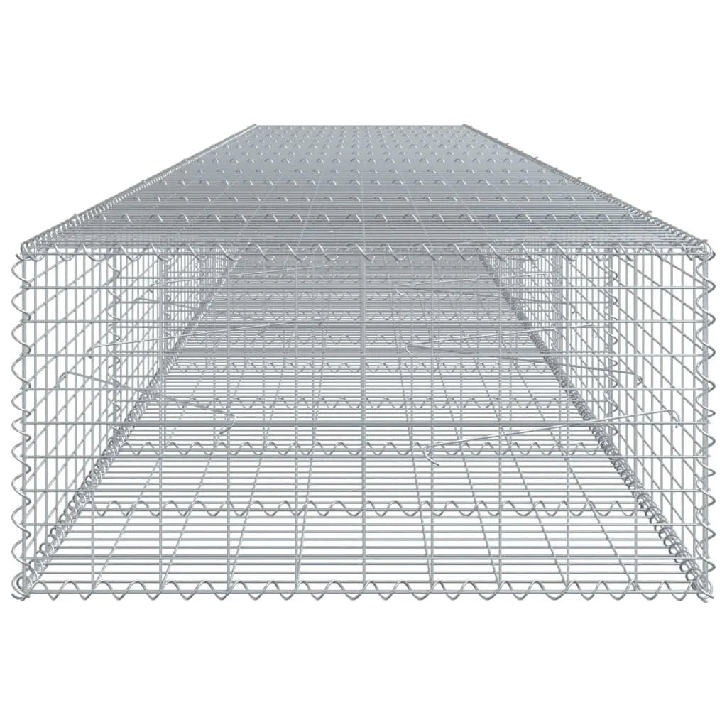 Gabbione recinto a gabbia muro di contenimento con coperchio 600 x 100 x 50 cm ferro zincato argento 02_0040182