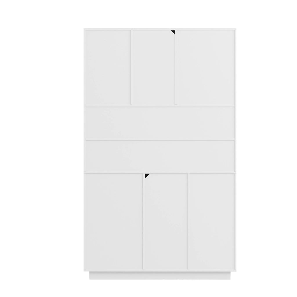 Credenza alta con ante ad arco in acrilico 3 cassetti e LED con controllo app per cucina e soggiorno 106 × 30 × 175 cm
