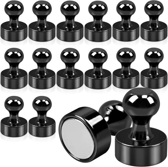 Magnetodi neodimio - 16 pezzi, forte nero, 12x16 mm, per lavagne magnetiche, frigoriferi, forte aderenza, mini per lavagne bianche