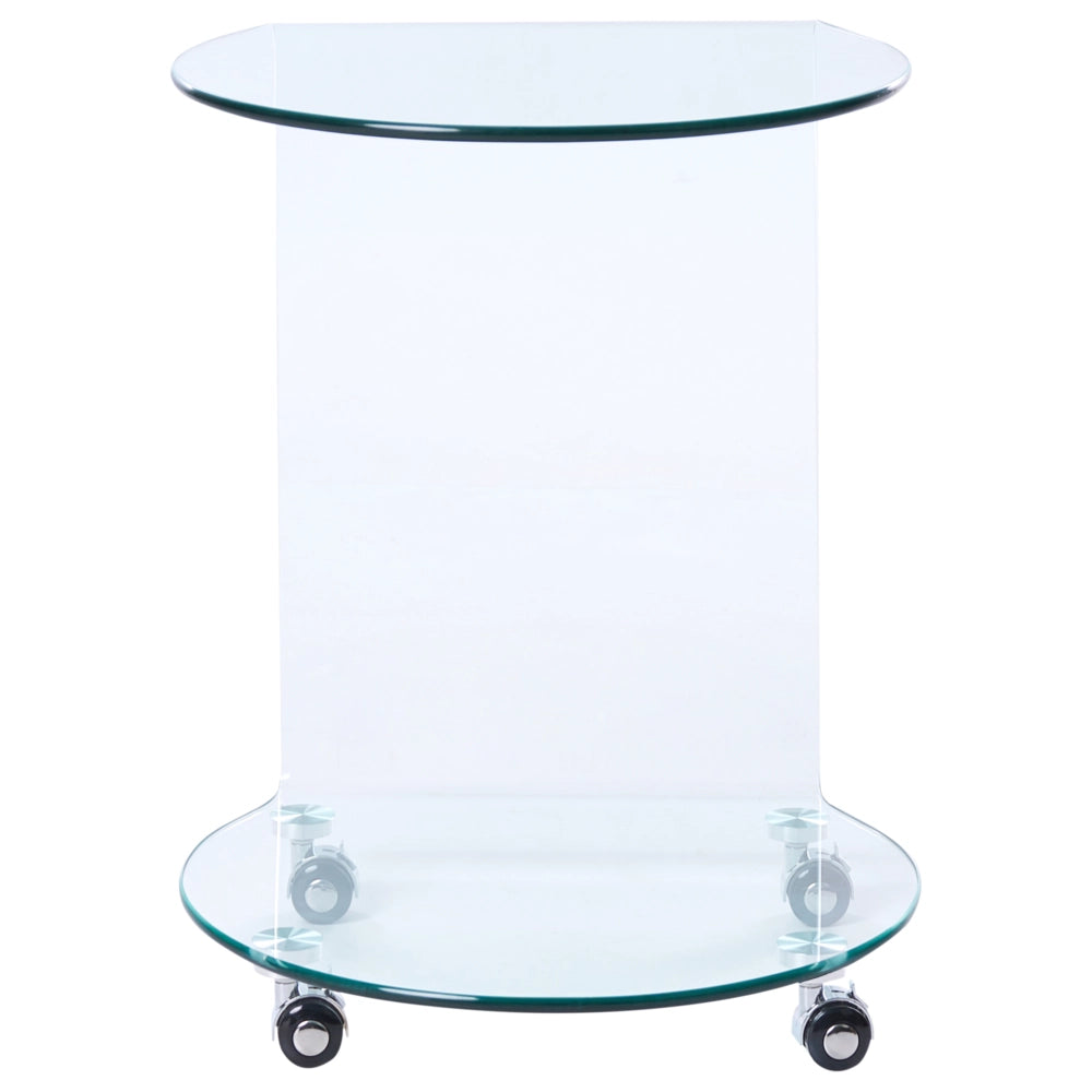 Tavolino trasparente in vetro temperato 57 x 45 cm con ruote Stile minimalista Soggiorno