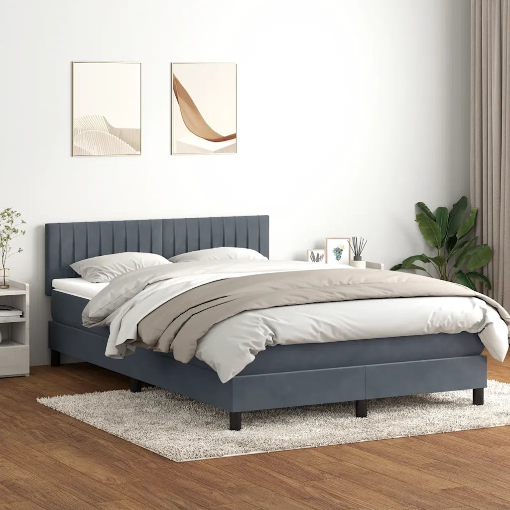 Letto a Molle con Materasso e LED Grigio Scuro 160x210 cm Velluto 3317080