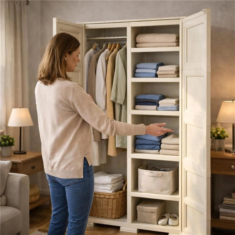 ARMADIO ANGORA 5 MODULI 79X43X203 CM – MOBILE ALTO SALVASPAZIO PER ORGANIZZAZIONE INGRESSO E ZONA GIORNO