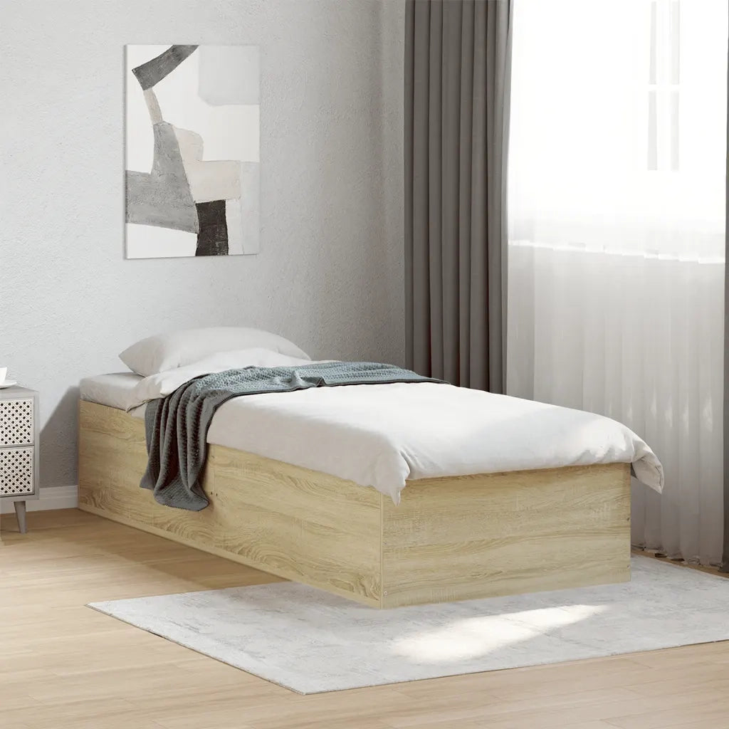 Letto singolo | Letto per adulti | Giroletto Rovere Sonoma 90x190 cm in Legno Multistrato