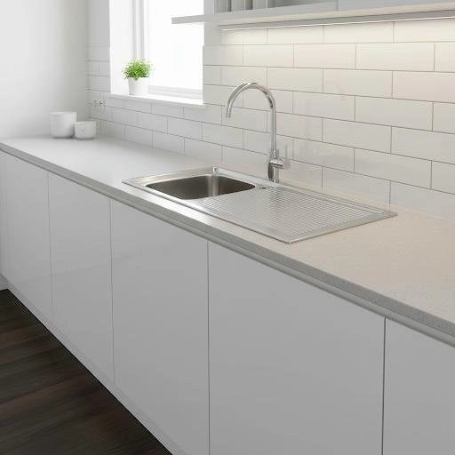 Lavello appoggio in acciaio inox 100 cm gocciolatoio sx - Cromo