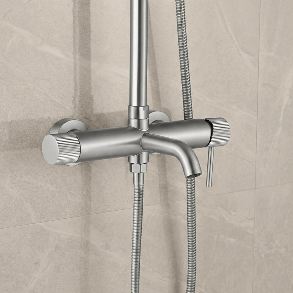 Set Doccia Rea Lungo Stripe Brush Nickel