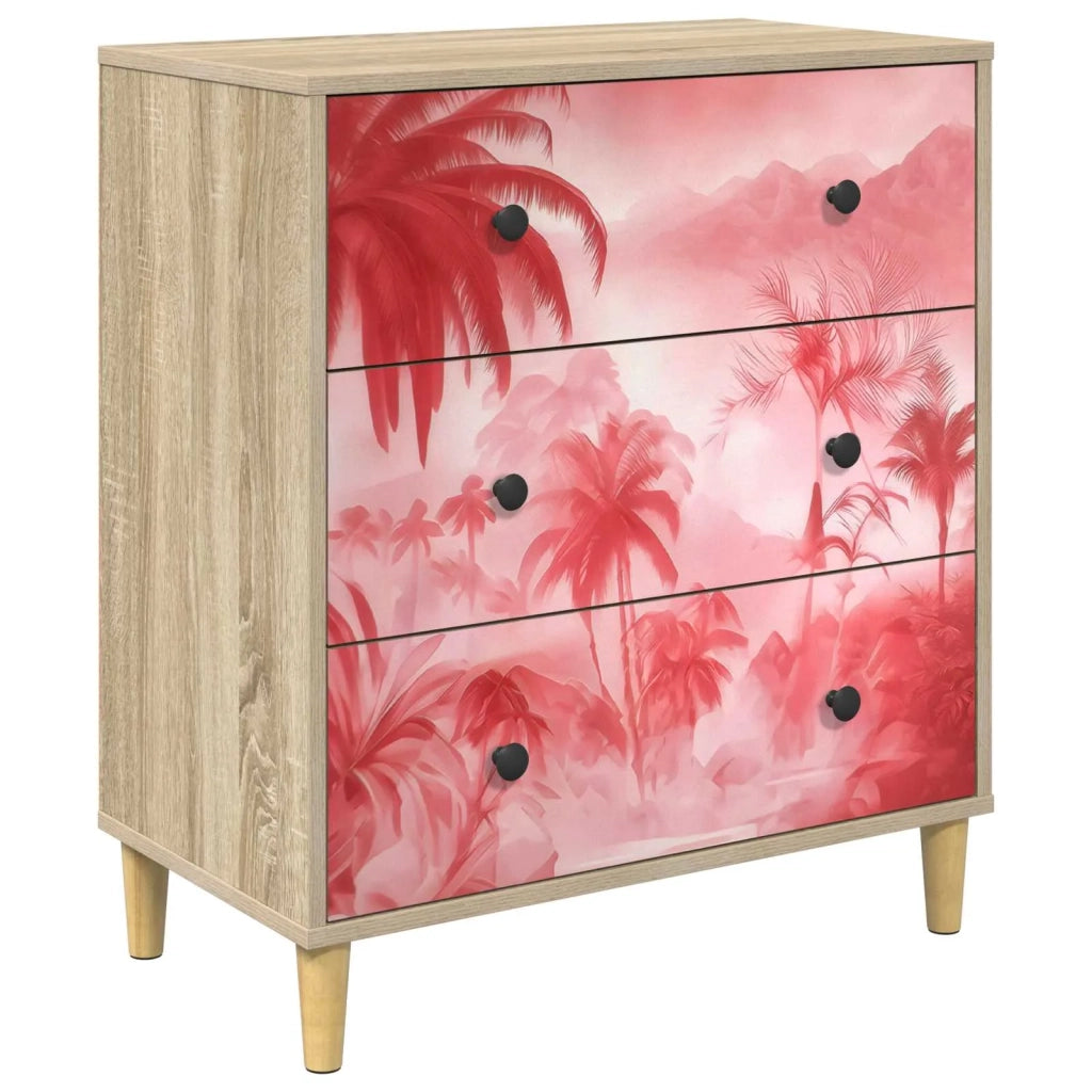 Cassettiera AACHEN Stampa di palme rosa 66 x 36,5 x 75 cm 8007366