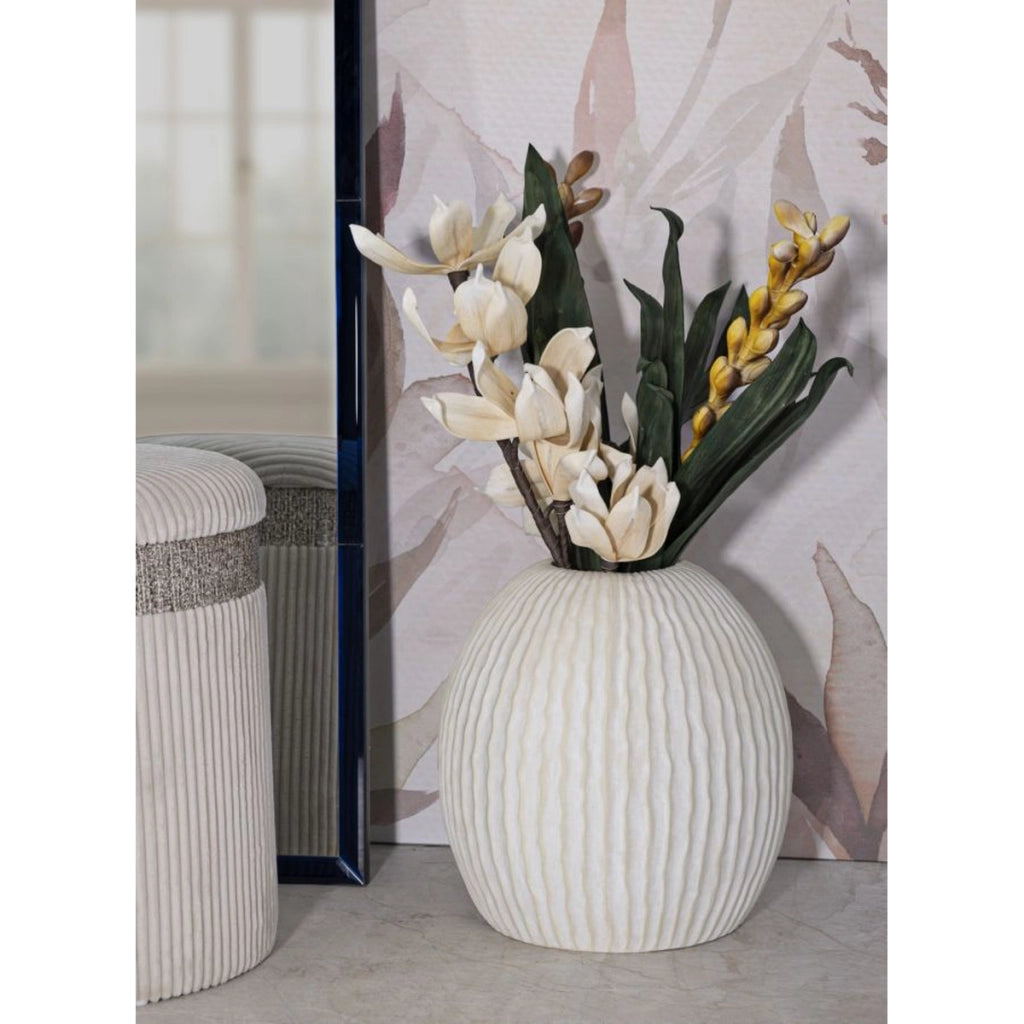 Vaso Decorativo VKH814, Beige, Poliresina, 36,5x36,5x38 cm