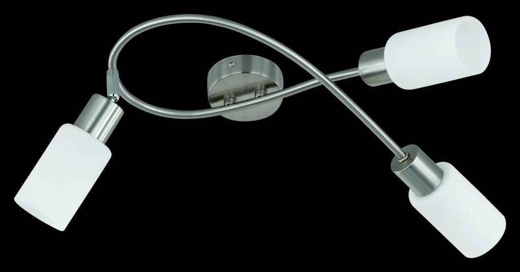 Faretti da Sofffitto Barra 3 Spot 28W Acciaio Vetro Bianco Mars GD Trio