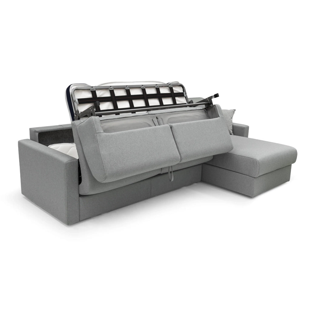 Chris Divano letto angolare 5 posti in tessuto impermeabile T13 248 cm Sinistro (mat. 120x197) grigio