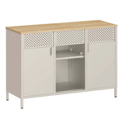 Mobiletto portaoggetti in metallo 40 x 110 x 76 cm credenza a due ante con chiusura magnetica ripiani regolabili struttura in acciaio beige 12_0007933