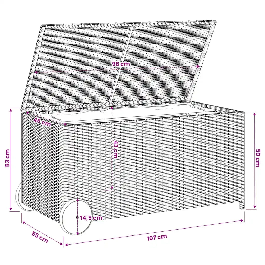 Contenitore da Giardino con Ruote Marrone 190L in Polyrattan CFW5439697