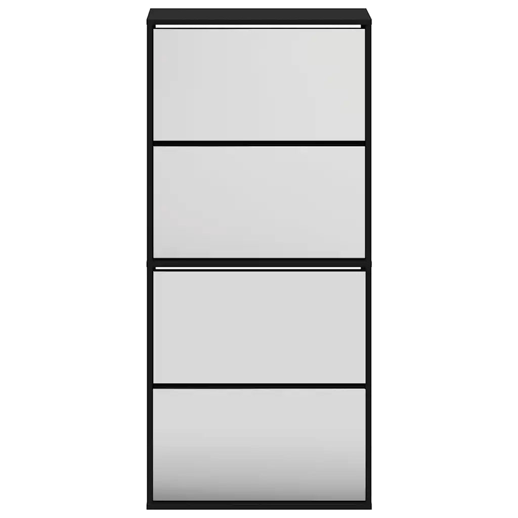 Scarpiera con Specchio a 4 Livelli Nera 63x17x134 cm 3228274