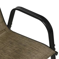 Sedie da Giardino Set 6 Pezzi, Sedie da Esterno Impilabili in Metallo e Tessuto Traspirante, Marrone