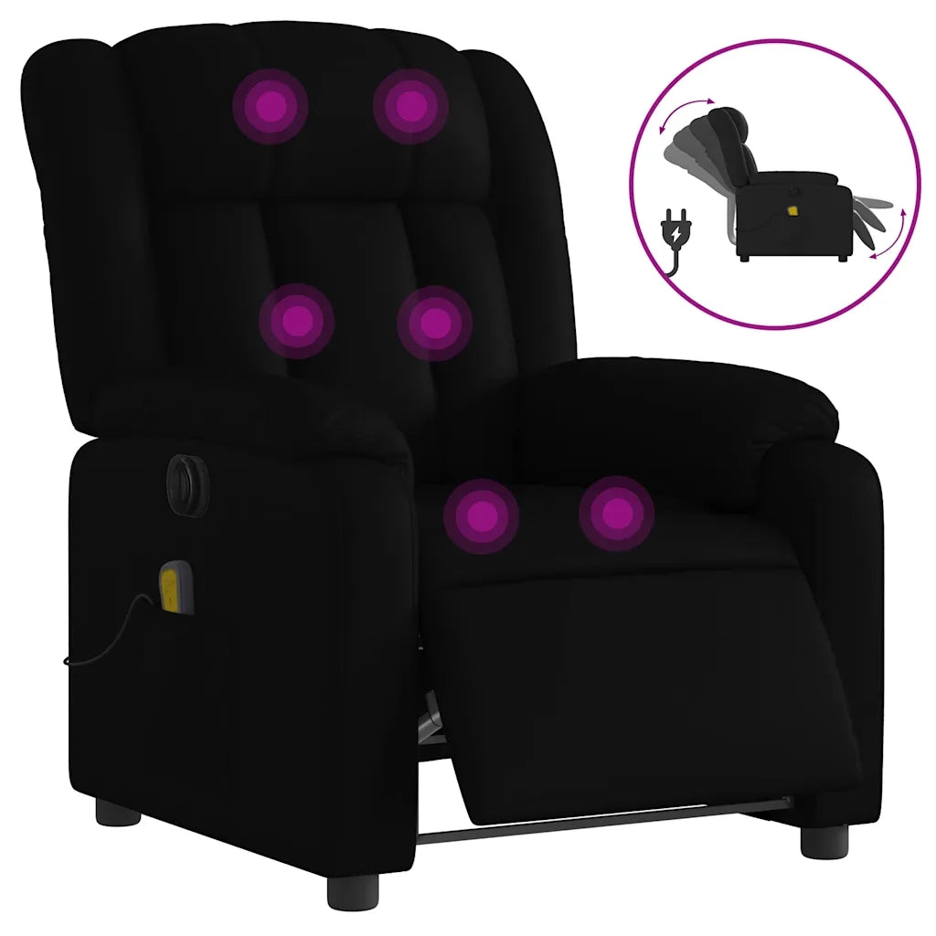 Poltrona Massaggiante | Sedia Relax Reclinabile Elettrica Nera in Similpelle