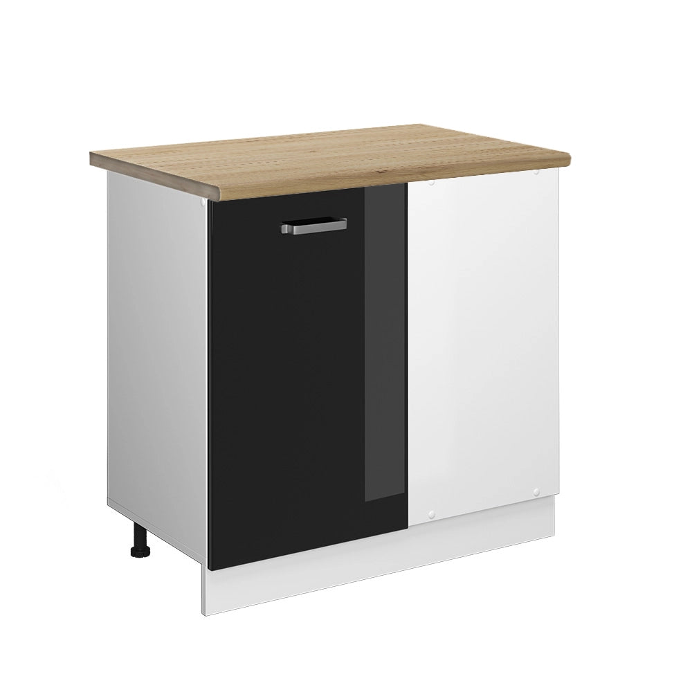 Vicco Mobile ad angolo cucina Nero lucido 86 cm , PL Rovere