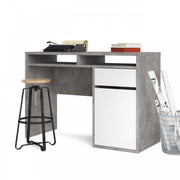 Scrivania cemento bianco cm 110 x 48 x 77 h con vano e cassetto