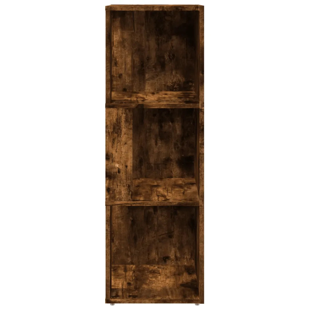 Mobile angolare classico design salvaspazio 33 x 33 x 100 cm contenitore con 3 scomparti realizzato in legno composito di rovere affumicato 02_0048518