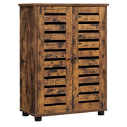 Mobiletto portaoggetti per bagno 100 x 28 x 178 cm credenza con 2 ante a persiana e 2 ripiani regolabili in altezza marrone 12_0006408