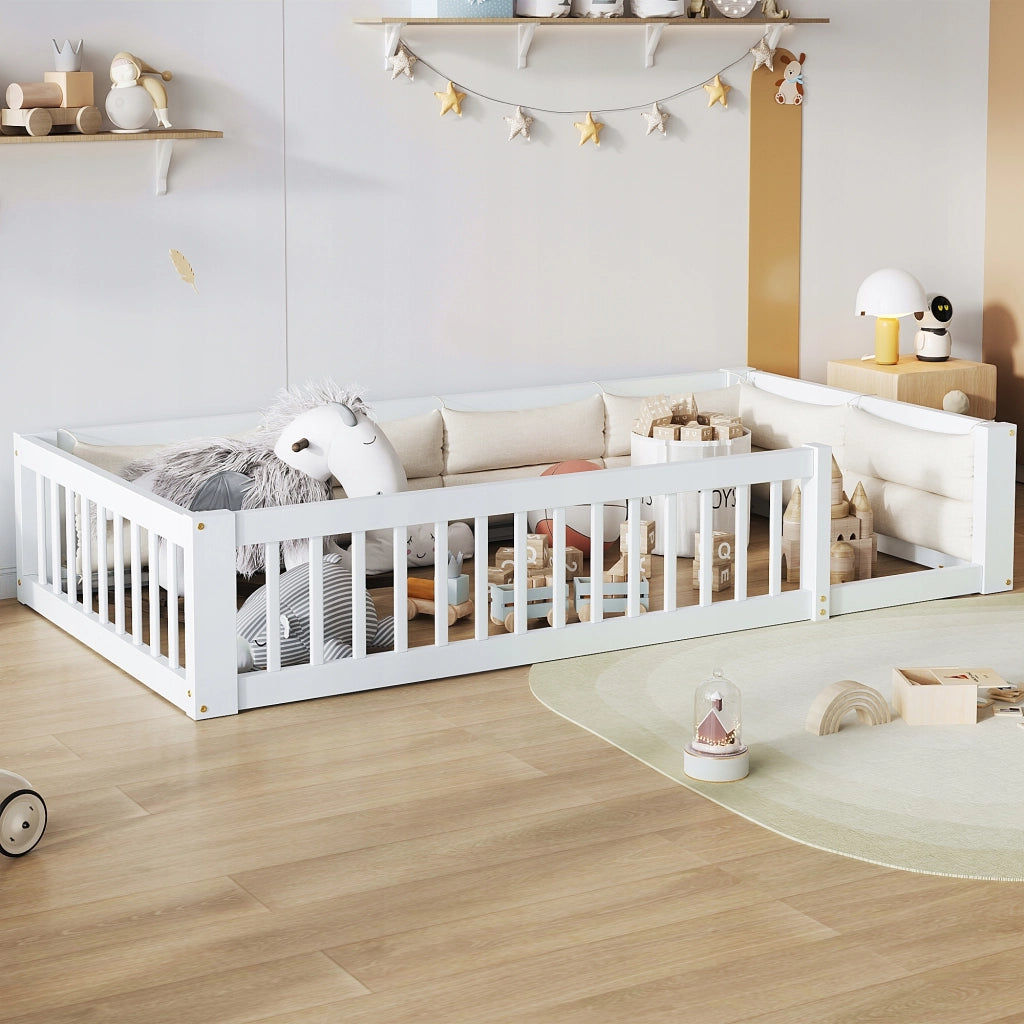 Letto singolo 90x200 - Xylo - Bianco con sponde e cuscino