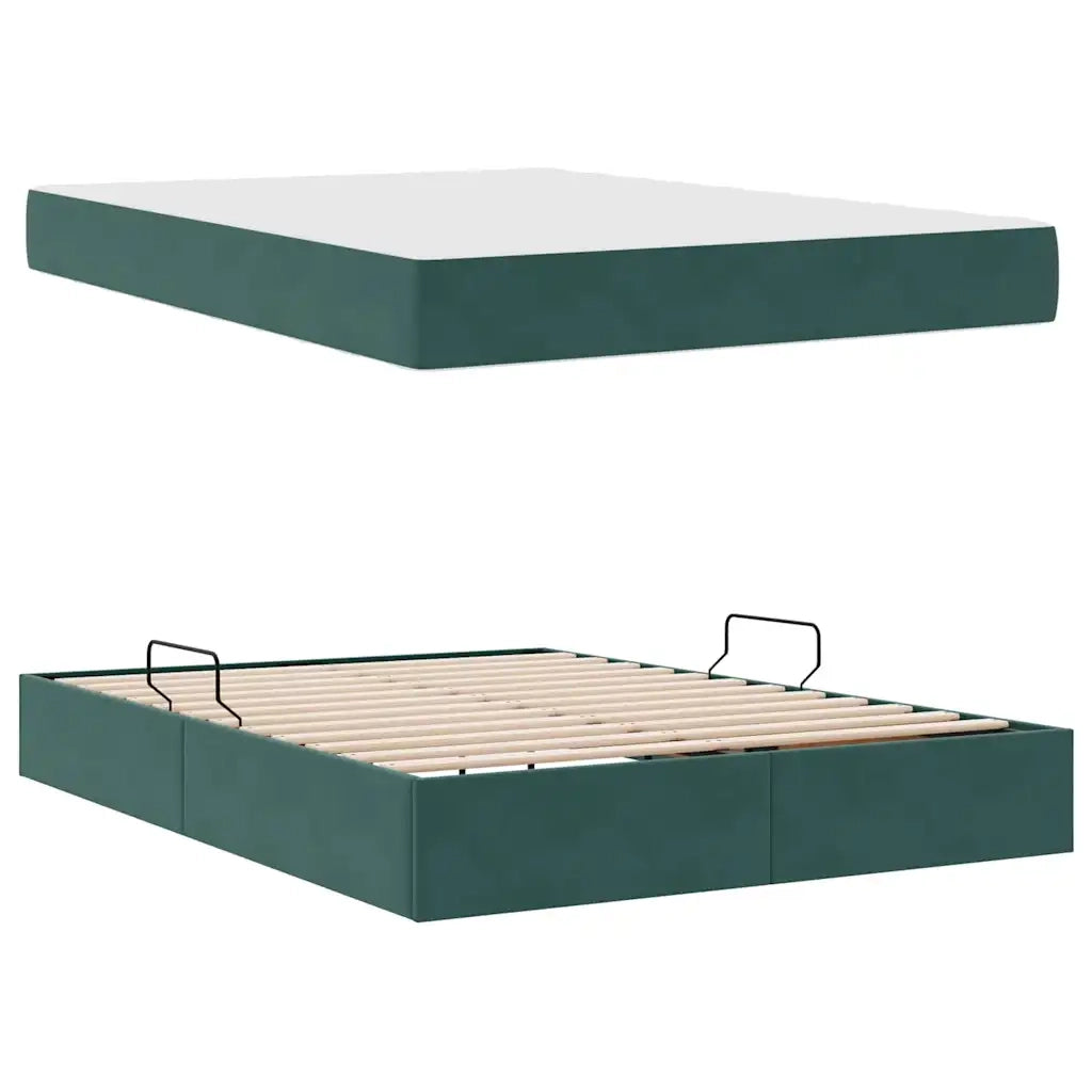 Letto con contenitore e materasso Verde Scuro 140 x 190 cm 3399721